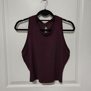 90 Degree By Reflex Women’s Large Waffle Knit Burgundy Cropped Workout Tank Top